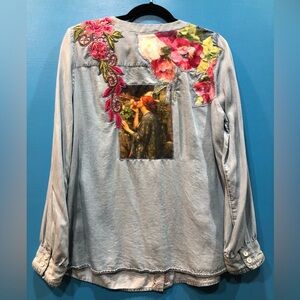 Handmade shacket SOUL OF THE ROSE womens M upcycled wearable art PTP 21”